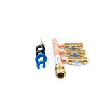 3/4" Push Fit Inlet x 1/2" Push Fit Push 'N' Connect 3 Branch Closed End Manifold with Valves