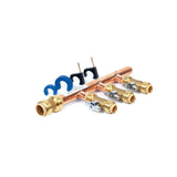 3/4" Push Fit Inlet x 1/2" Push Fit Push 'N' Connect 3 Branch Closed End Manifold with Valves