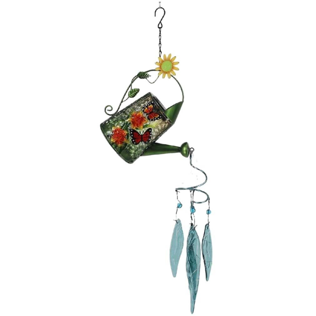 Watering Can Wind Chime Solar Garden Statue - 32"