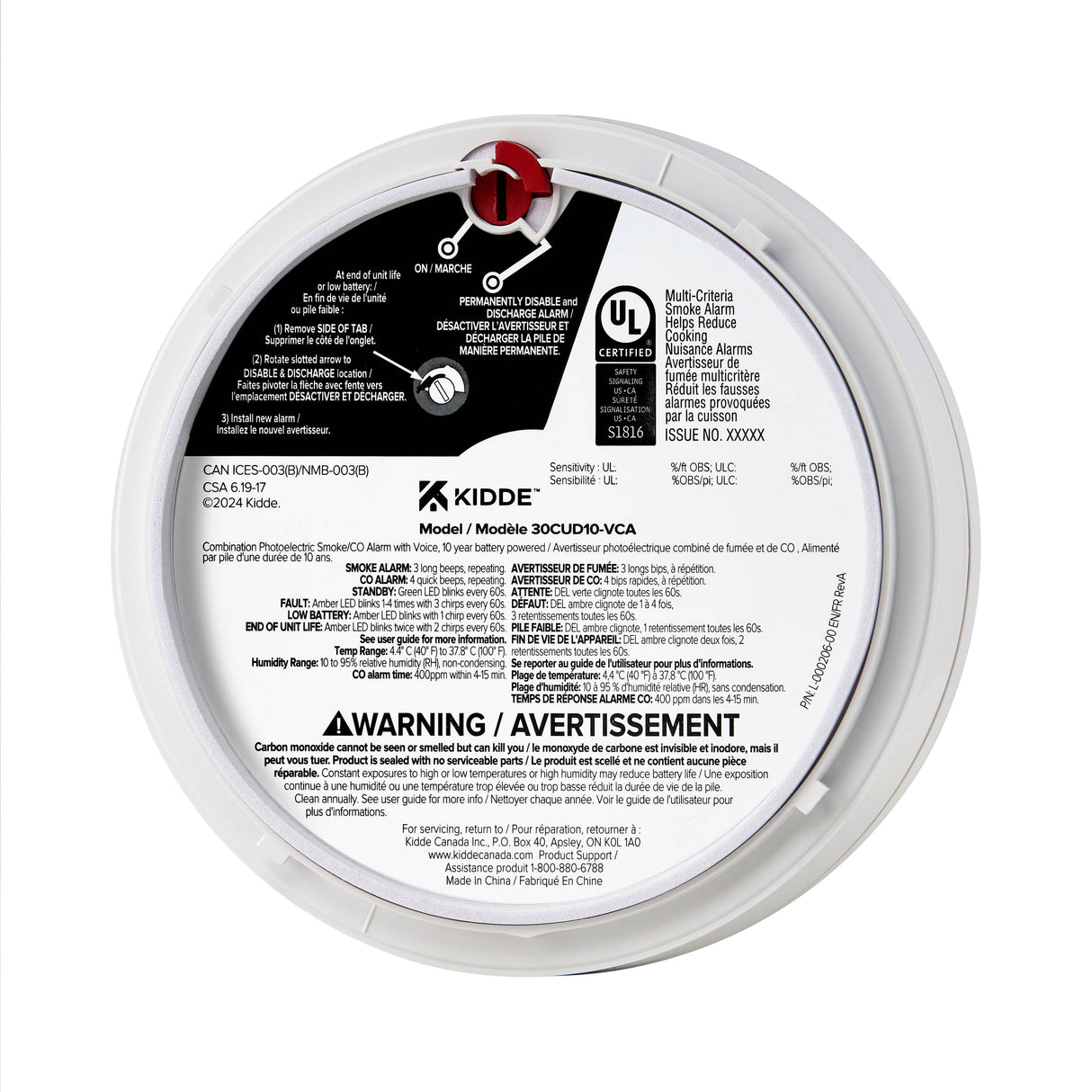 Battery Operated Smoke & Carbon Monoxide Detector with Worry Free 10 Year Battery, Voice Warning