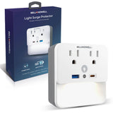 4 Outlet Light Surge Protector with LED light, 1 Type-C & 1 USB ports