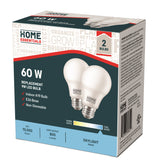 9W A19 Medium Base Daylight Non-Dimmable LED Light Bulbs - 2 Pack