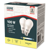 14W A19 Medium Base Soft White Non-Dimmable LED Light Bulbs - 2 Pack