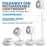 Two in One Table & Floor Rechargeable Fan - 10" Diameter, 3 Speed Settings