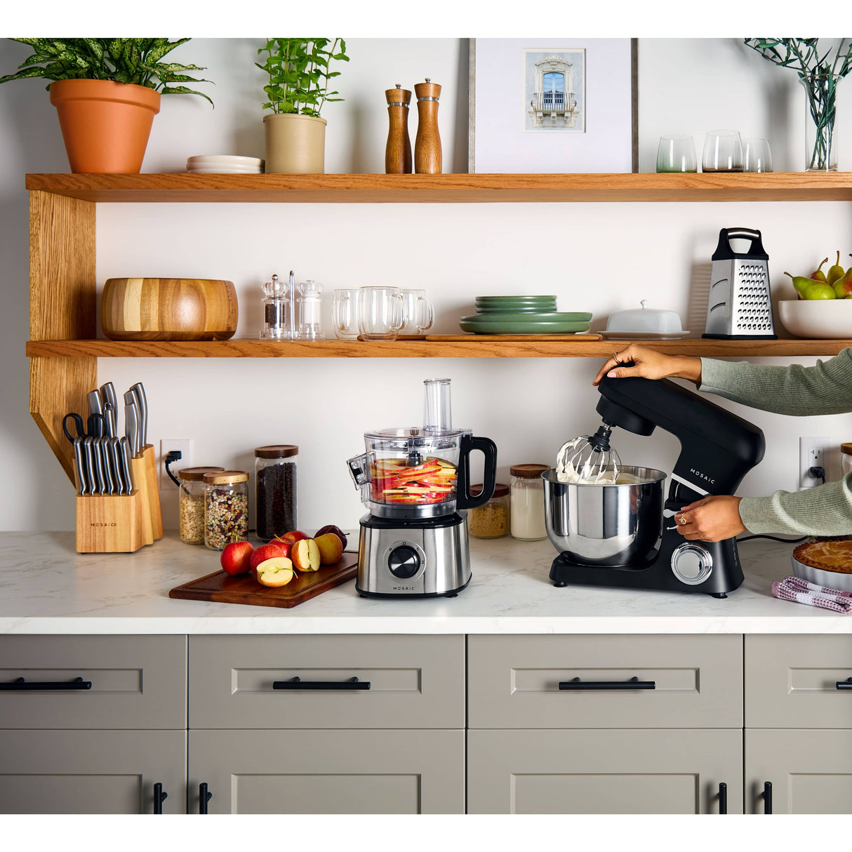 8 Cup Food Processor/Chopper with Detachable Side Chute - Black, 500W