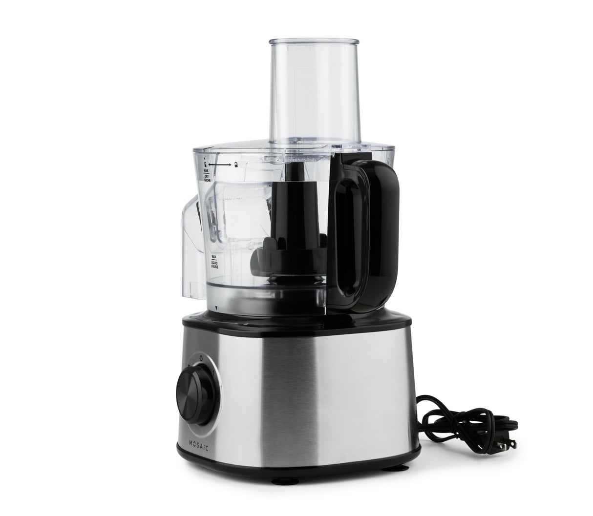 8 Cup Food Processor/Chopper with Detachable Side Chute - Black, 500W