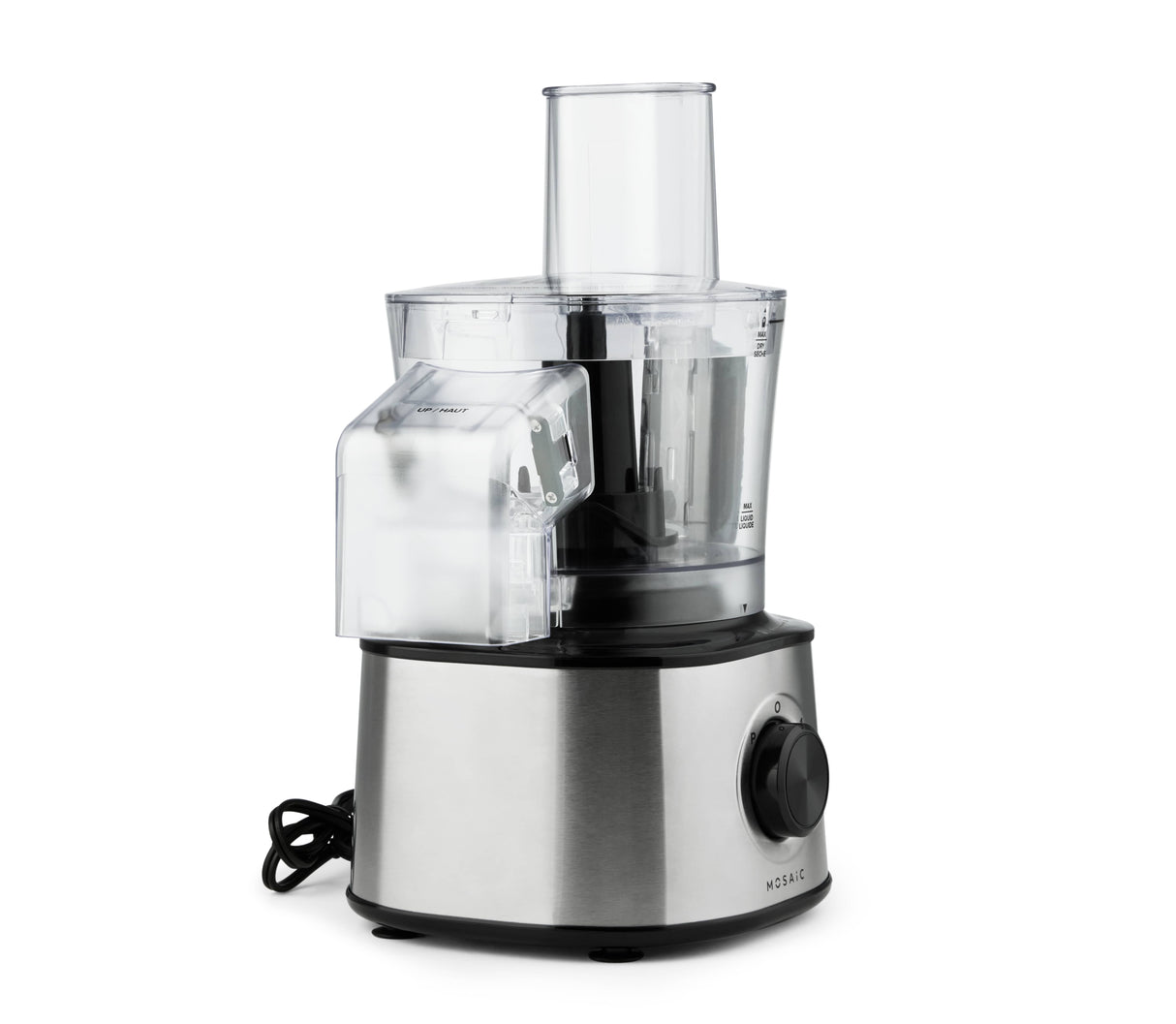 8 Cup Food Processor/Chopper with Detachable Side Chute - Black, 500W