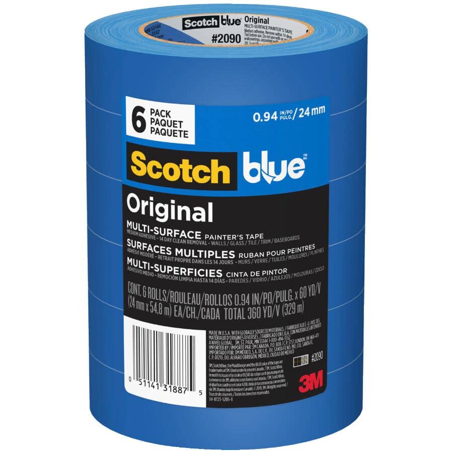 Blue Painter's Multi Surface Tape - 24 mm x 54.8 m, 6 Pack
