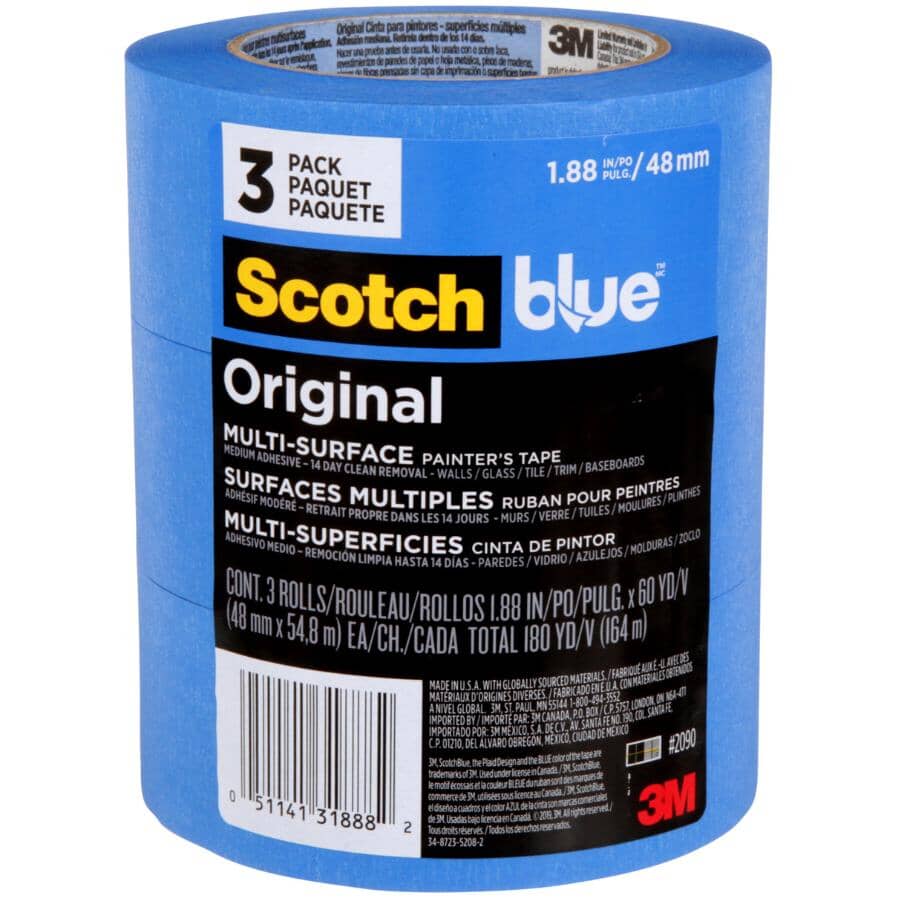 Blue Painter's Multi Surface Tape - 48 mm x 54.8 m, 3 Pack