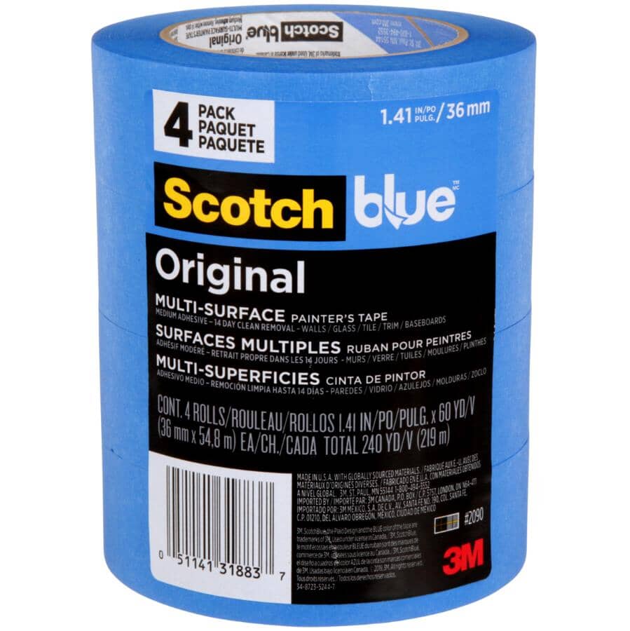 Blue Painter's Multi Surface Tape - 36 mm x 54.8 m, 4 Pack