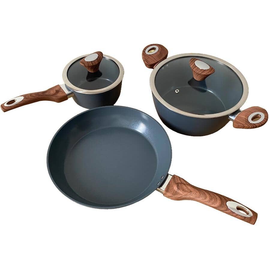 Non-Stick Starter Pack Cookware Set - Smoked Grey, 5 Piece