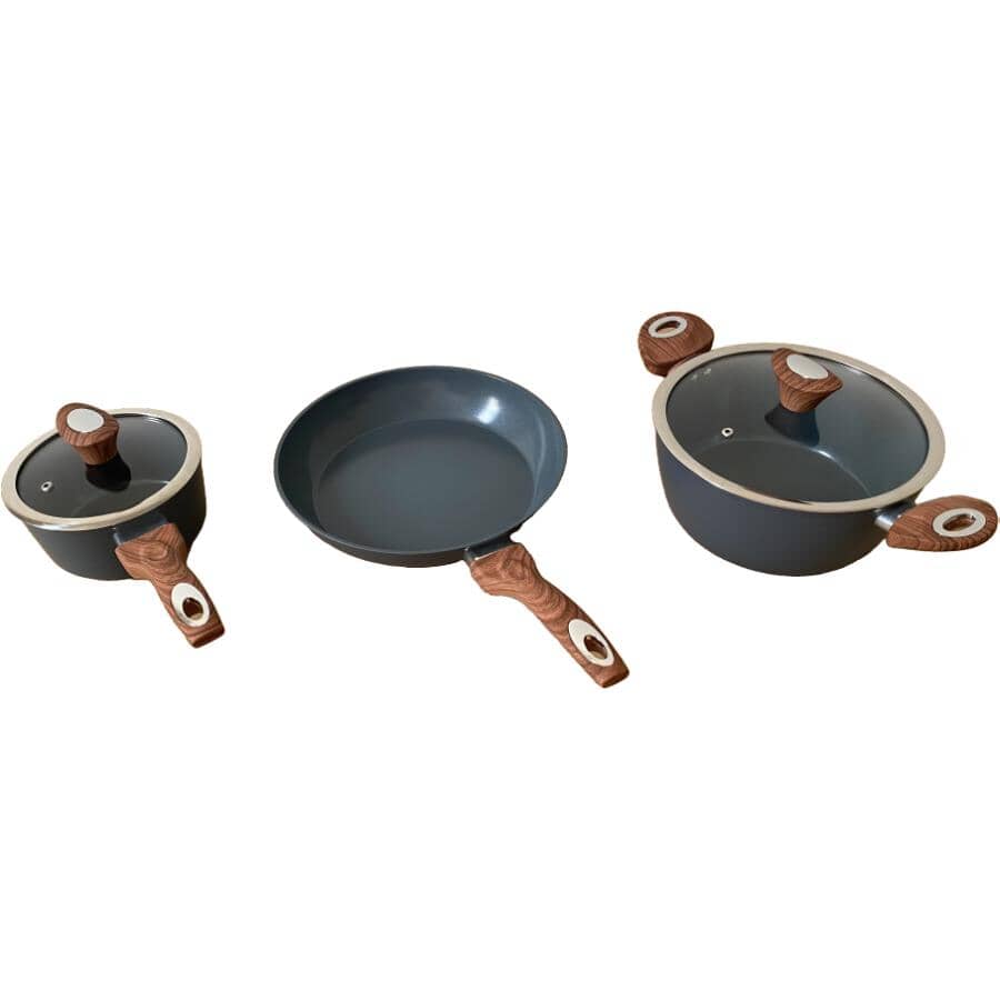 Non-Stick Starter Pack Cookware Set - Smoked Grey, 5 Piece