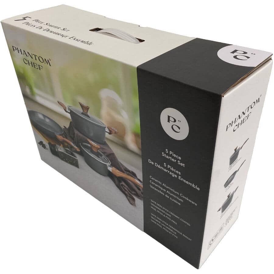 Non-Stick Starter Pack Cookware Set - Smoked Grey, 5 Piece