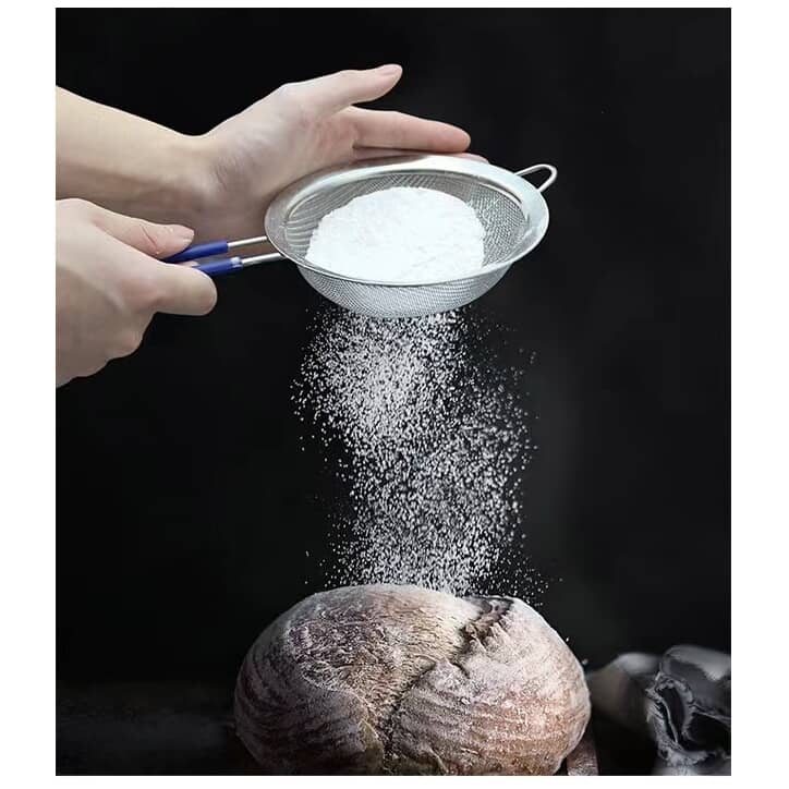 Stainless Steel Fine Mesh Strainer Set with Navy Handle - 3 Pieces