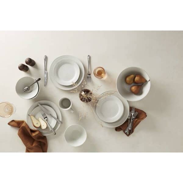 Ridge Stoneware Dinnerware Set - White, 12 Piece