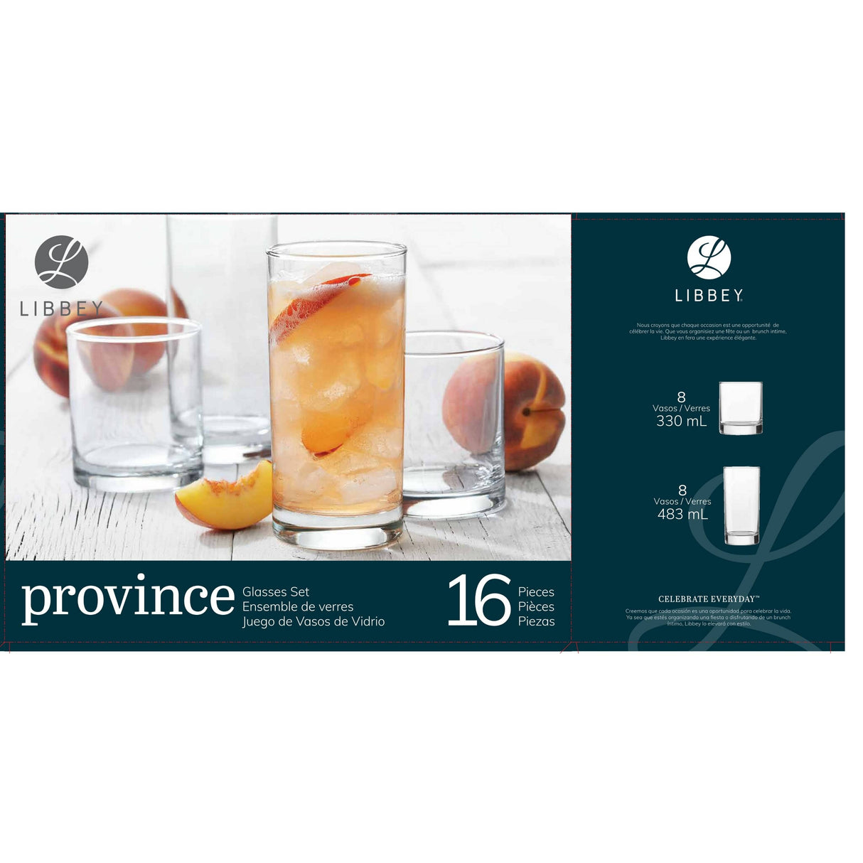 Province Glass Tumbler Set - 16 Pack