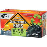 18 Pack 35" x 48" 3.0 Mil Black Heavy Duty Garbage Bags