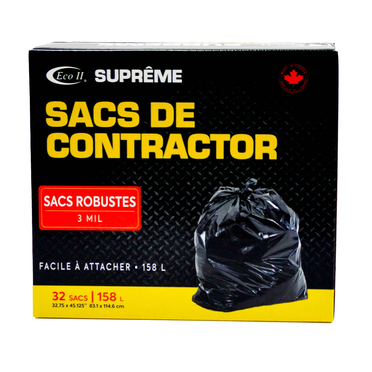 32.75" x 45.12" 3.0 Mil Construction Garbage Bags - Black, 32 Pack