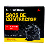 32.75" x 45.12" 3.0 Mil Construction Garbage Bags - Black, 32 Pack