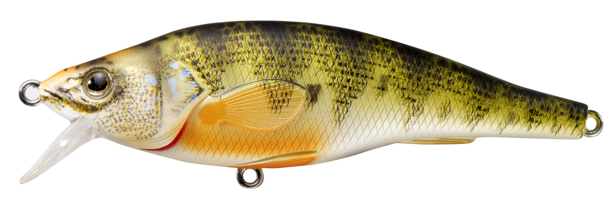 LiveTarget YP98S100 Yellow Perch Shallow Dive Jerkbait, 1'-2' 3-5/8", #4 Hooks, 9/16 oz, Natural/Matte, Suspend
