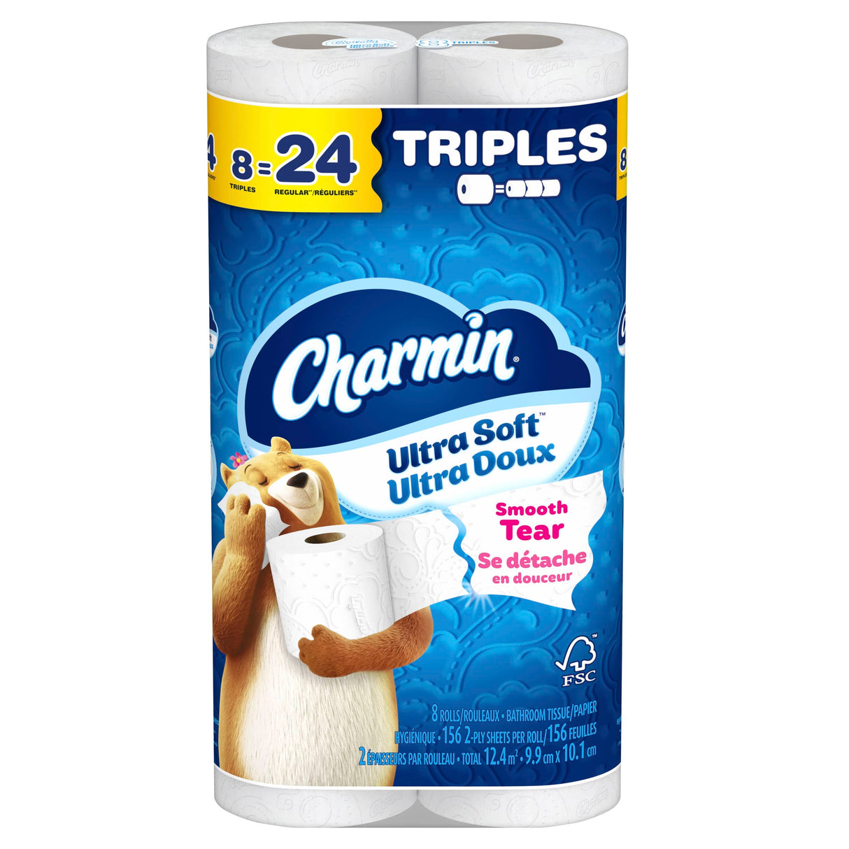 2 Ply Ultra Soft Toilet Paper - 8 Triple Rolls