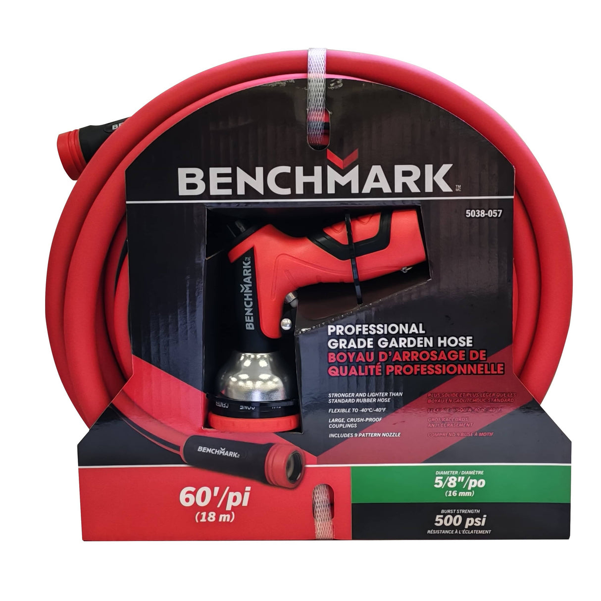 60' Pro Grade Hybrid Garden Hose with Nozzle