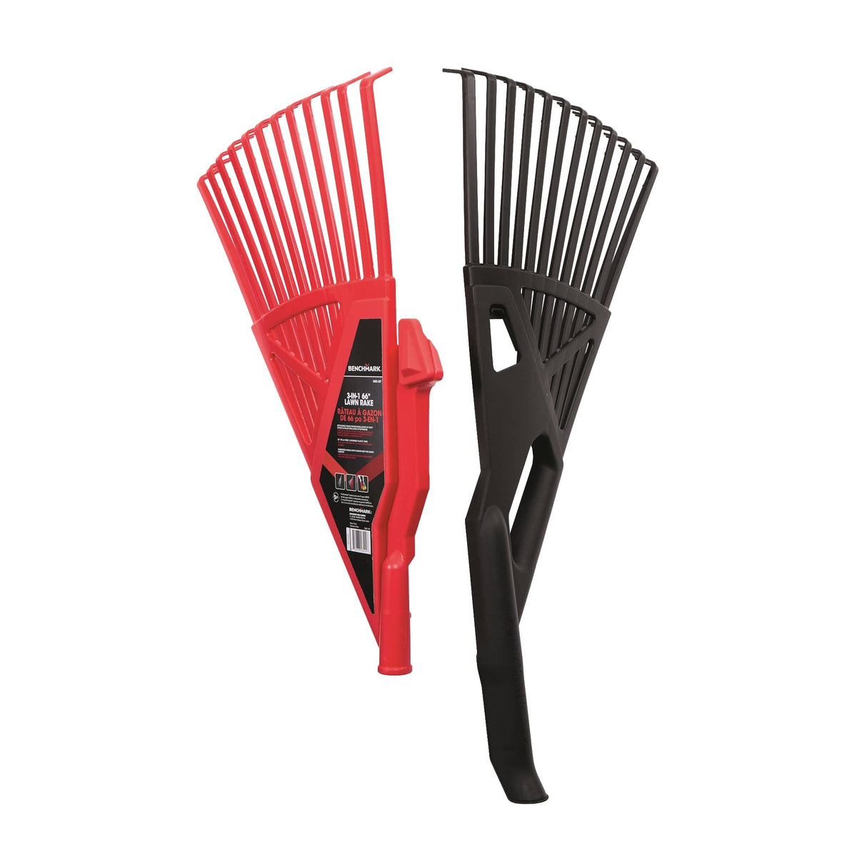 66" 3-in-1 Leaf Rake with 24 Plastic Tines