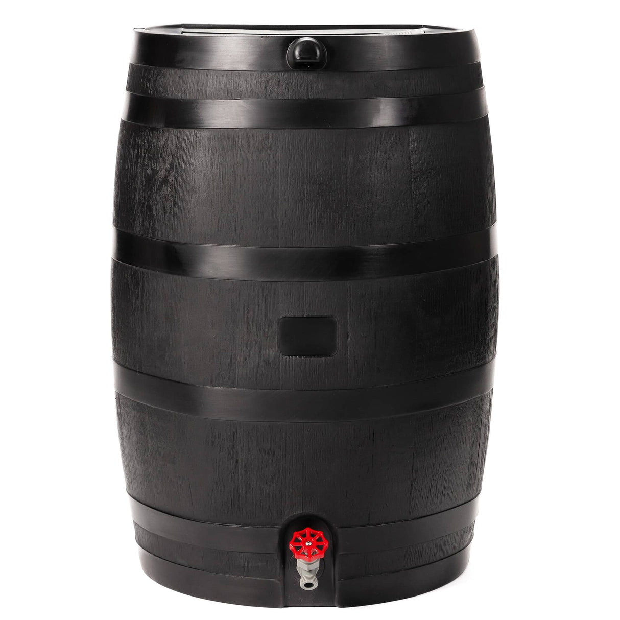 Polyethylene 50 Gallon Flat Back Eco Rain Barrel - Black
