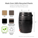 Polyethylene 50 Gallon Flat Back Eco Rain Barrel - Black