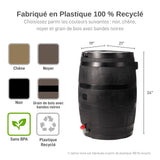 Polyethylene 50 Gallon Flat Back Eco Rain Barrel - Black