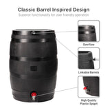 Polyethylene 50 Gallon Flat Back Eco Rain Barrel - Black