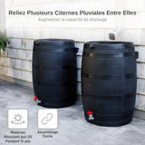 Polyethylene 50 Gallon Flat Back Eco Rain Barrel - Black