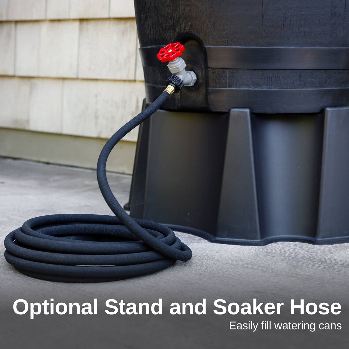 Polyethylene 50 Gallon Flat Back Eco Rain Barrel - Black