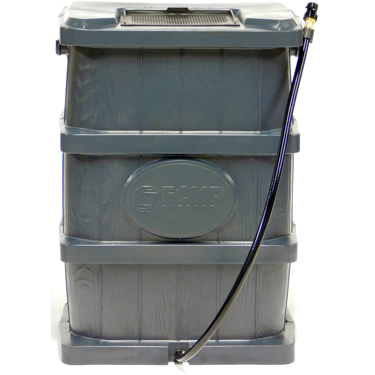 45Gal Charcoal Grey Wood Grain Flat Back Rain Barrel