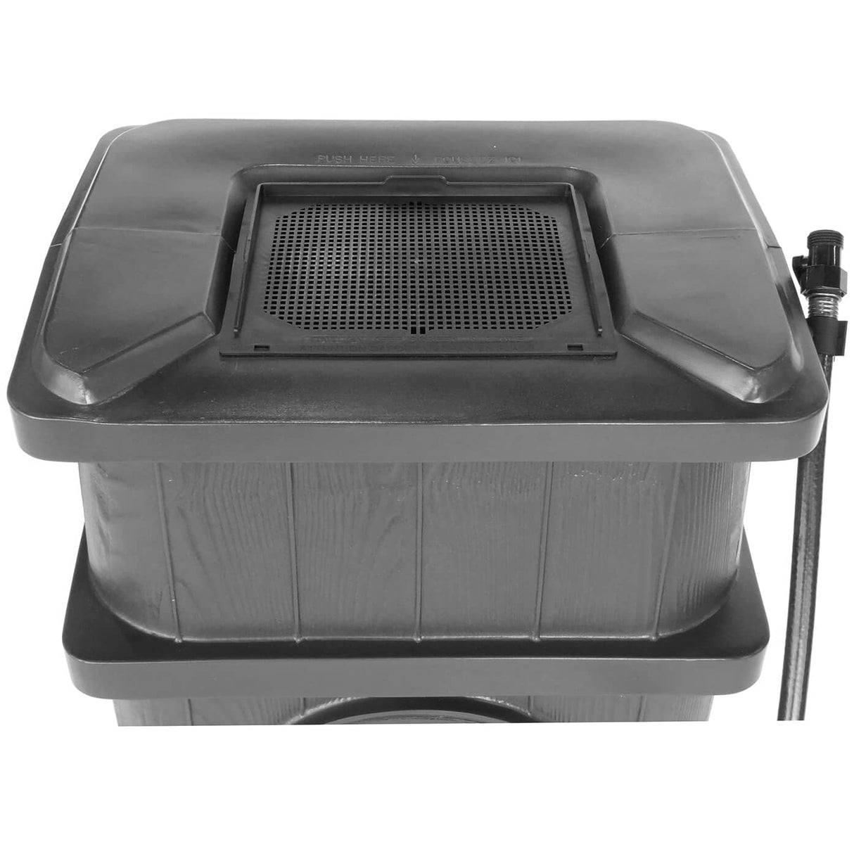 45Gal Charcoal Grey Wood Grain Flat Back Rain Barrel