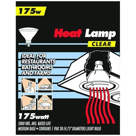 Clear Hard Glass Heat Lamp - 175W