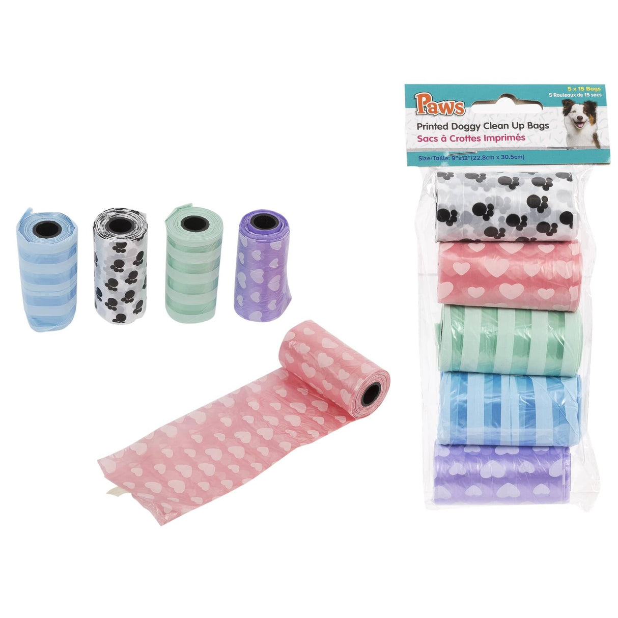 Dog Waste Bags - 15 Bags per Roll, 5 Rolls