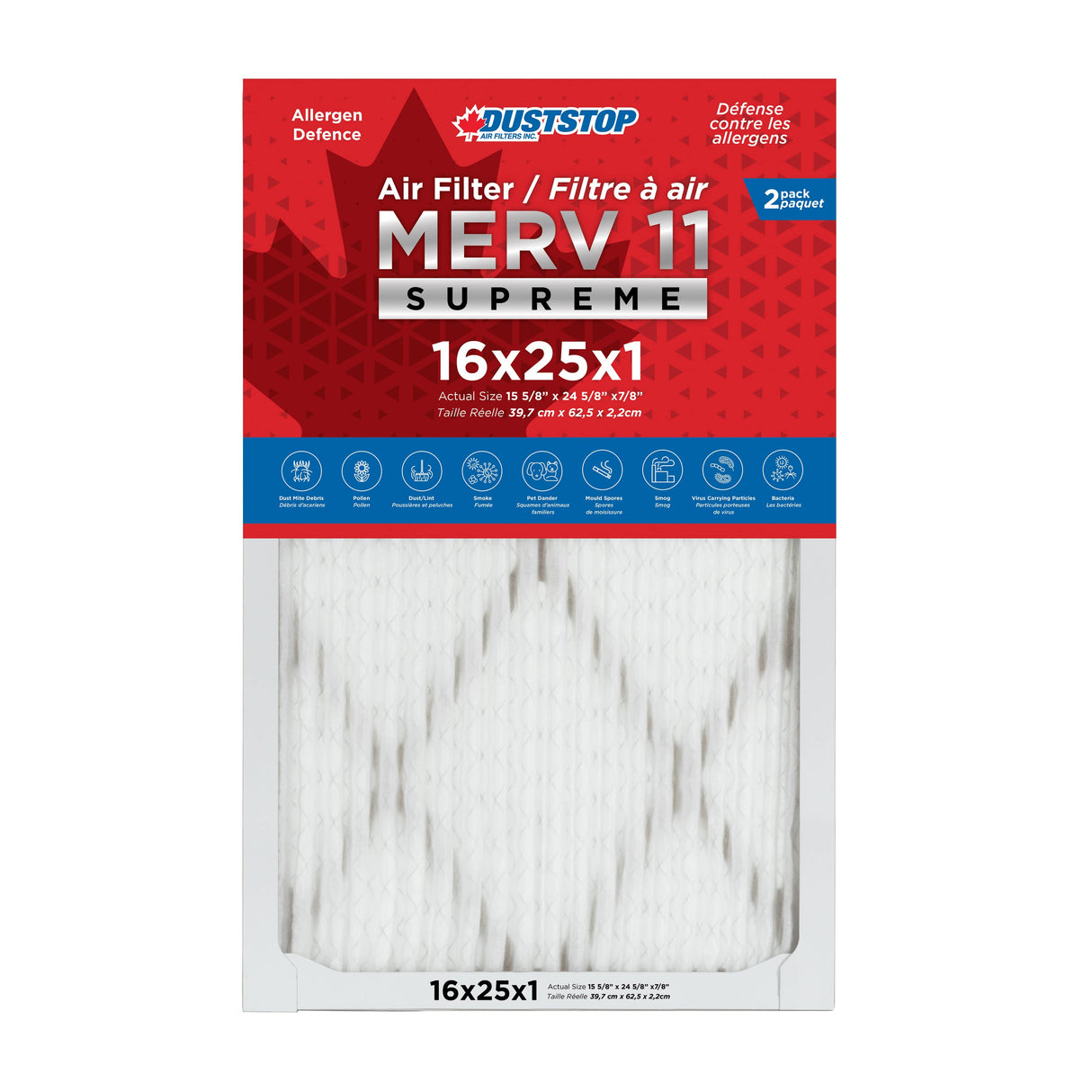 Advanced MRV 11 Furnace Filter - 1" x 16" x 25", 2 Pack