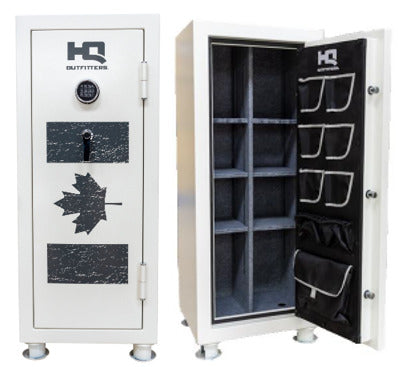 HQ Outfitters HQ-SFR-24CAF Canada Flag 'White Out' 24 Gun Safe Electronic Keypad, Fire Rated 30Min 1400F/760C, Door Panel Storage, 55"x23.5"x21", White Canada Flag Exclusive