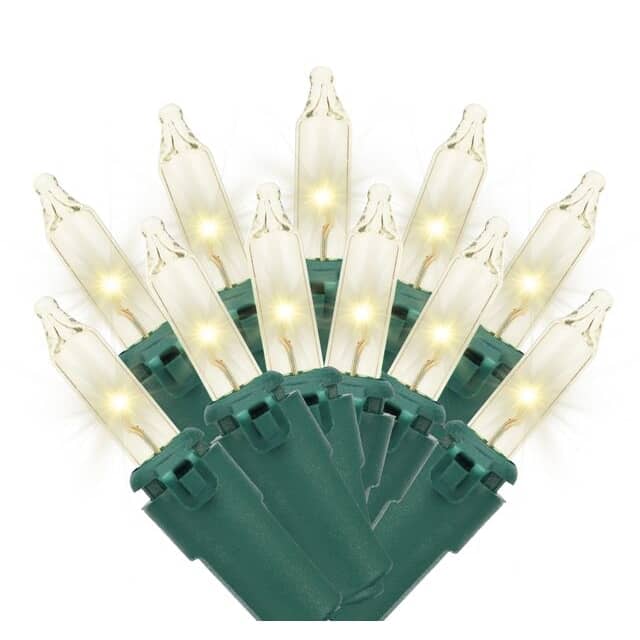 100 LED Warm White Mini Light Set with Green Wire