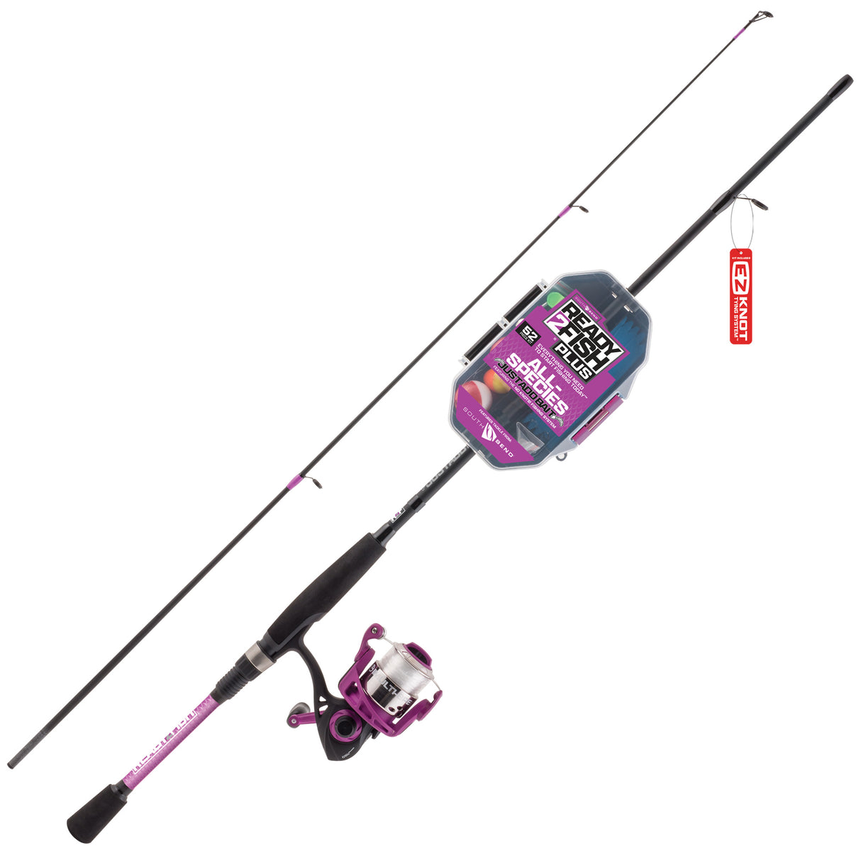 Ready 2 Fish R2F5-JAB-PURPLE-SP-X R2F5 Just Add Bait All-Species Purple Spinning Combo with Kit - 5' 6" ML