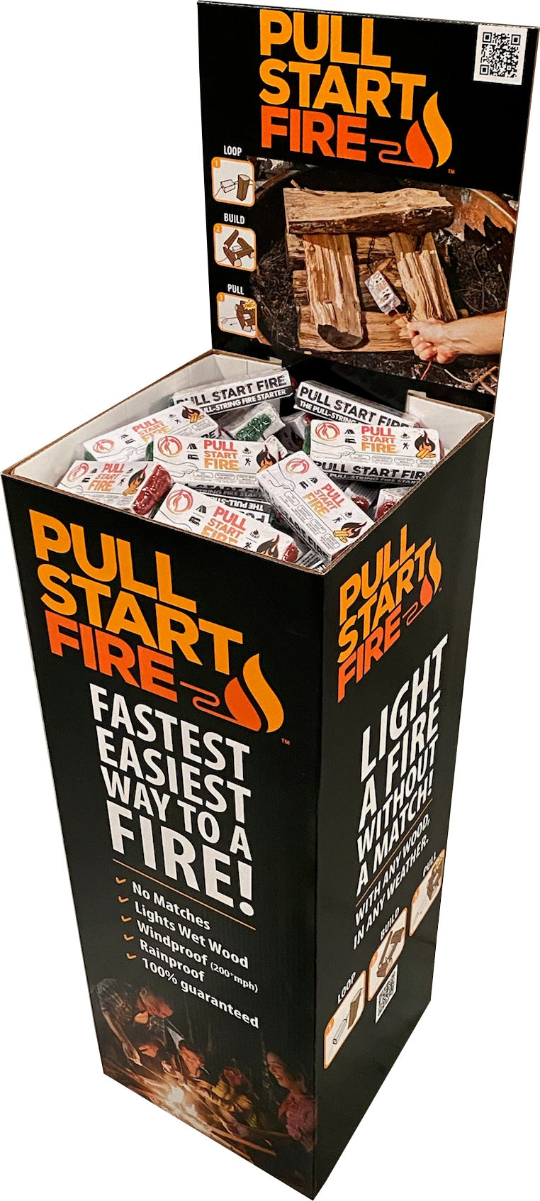 Pull Start Fire 77900 Fire Starter No Matches Needed,Windproof 200mph Burns 30 min,Single Unit Floor Display 72units