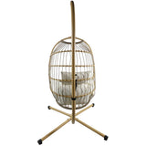 Resin Wicker Hanging Egg Chair with Stand and Cushions - Beige
