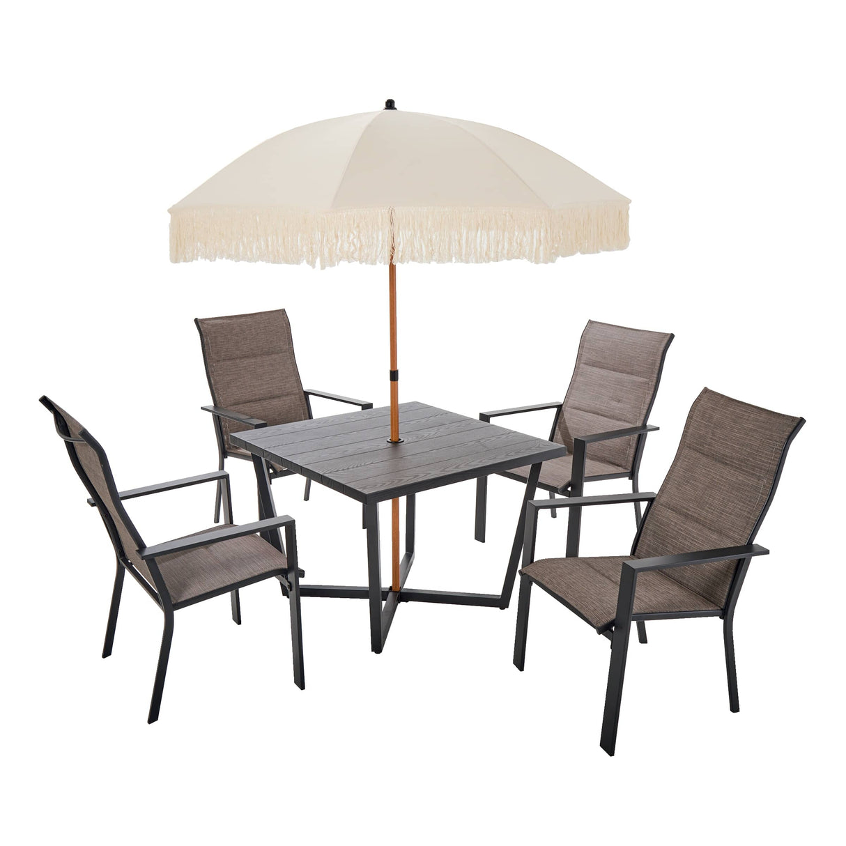 7' Market Umbrella with Fringe - Ivory