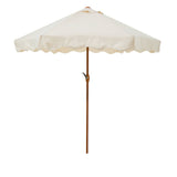 7' Scalloped Crank Market Umbrella - Warm White