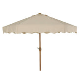 7' Scalloped Crank Market Umbrella - Warm White