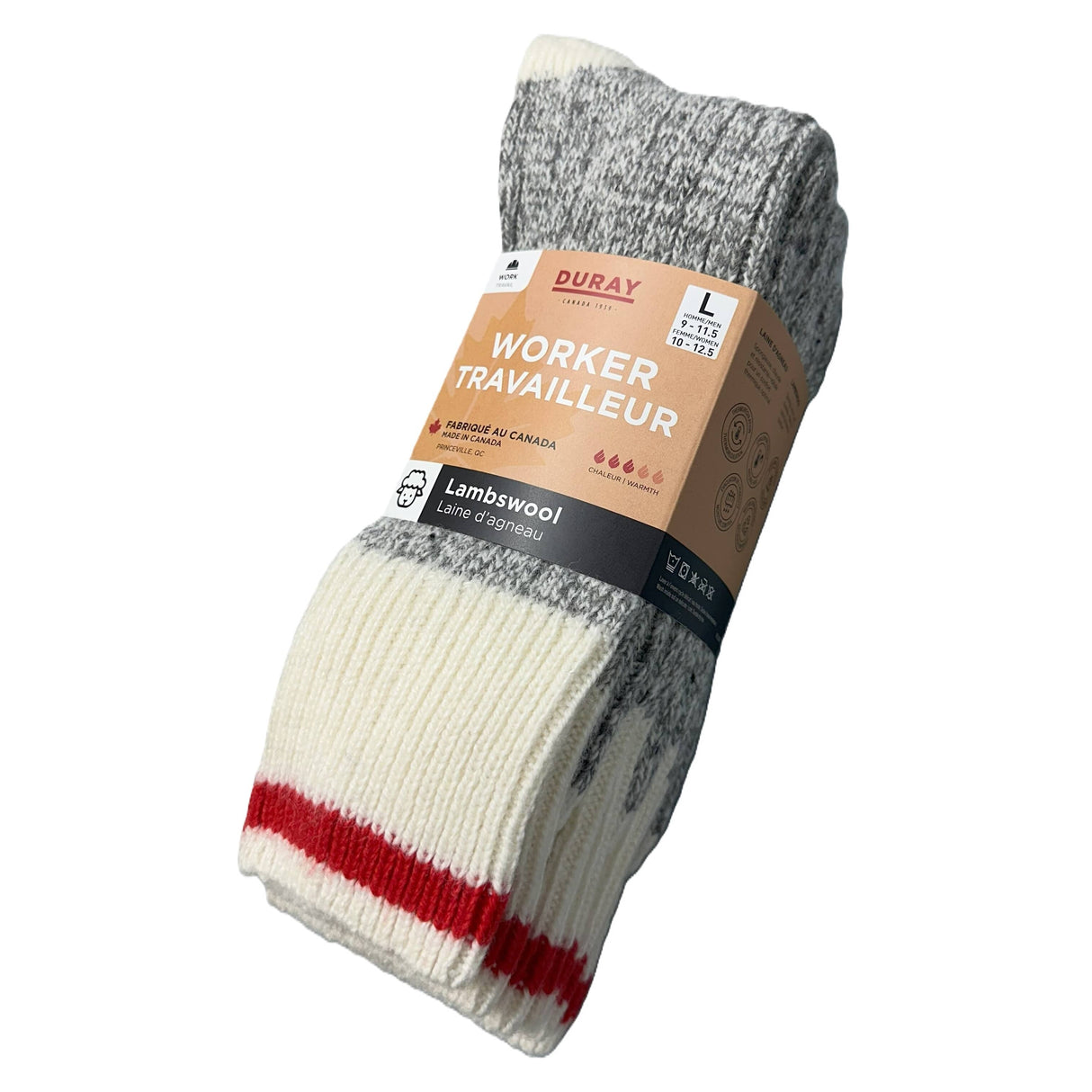 Men's Wool Blend Work Socks - Natural Grey, 3 Pairs
