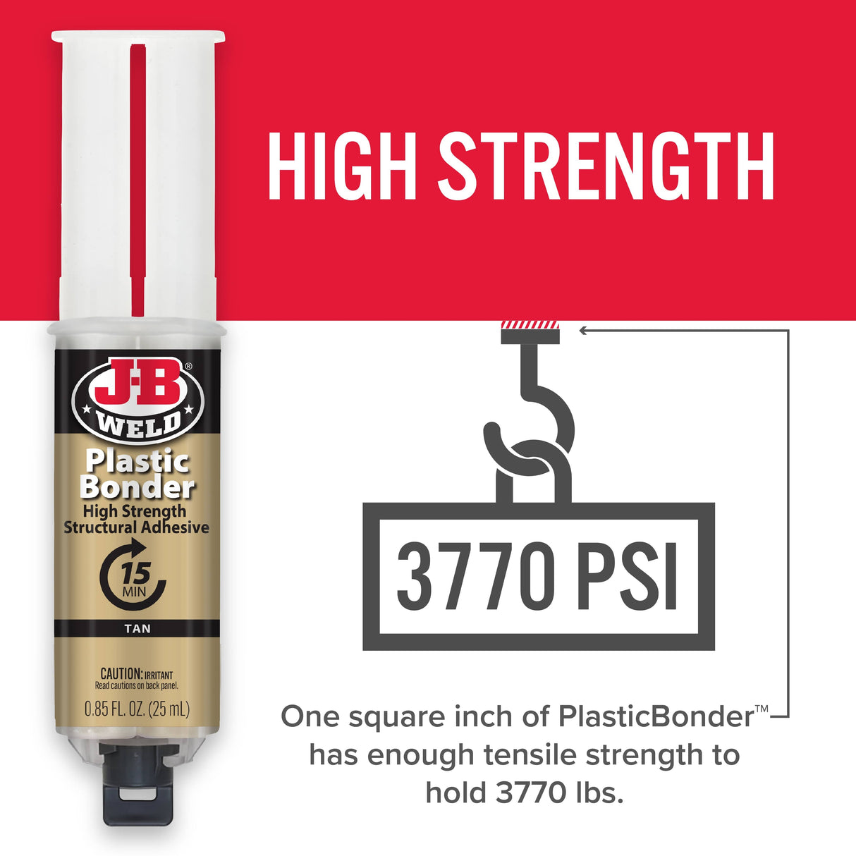 High Strength Plastic Bonder Adhesive Syringe - Tan, 25 ml