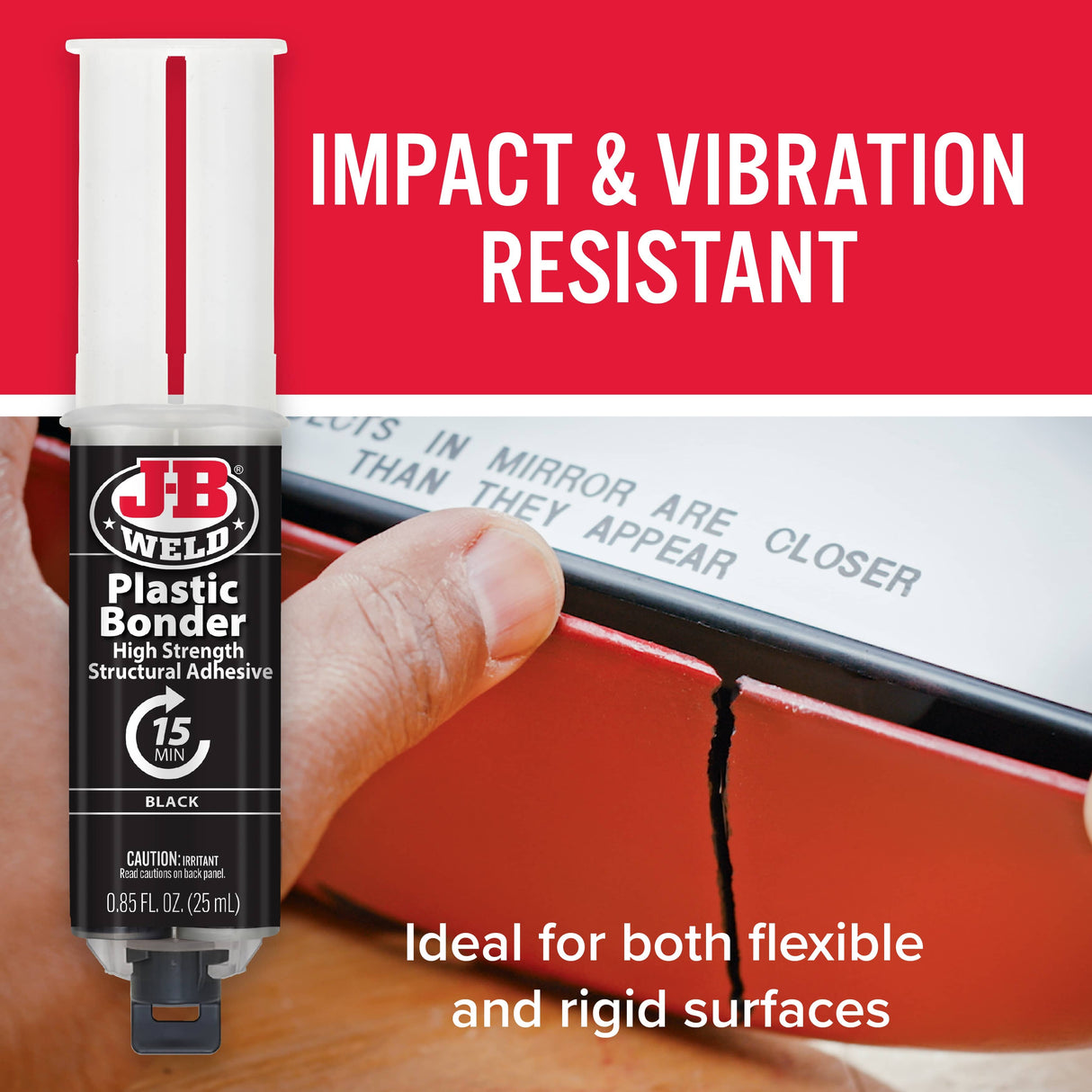 High Strength Plastic Bonder Adhesive Syringe - Black, 25 ml