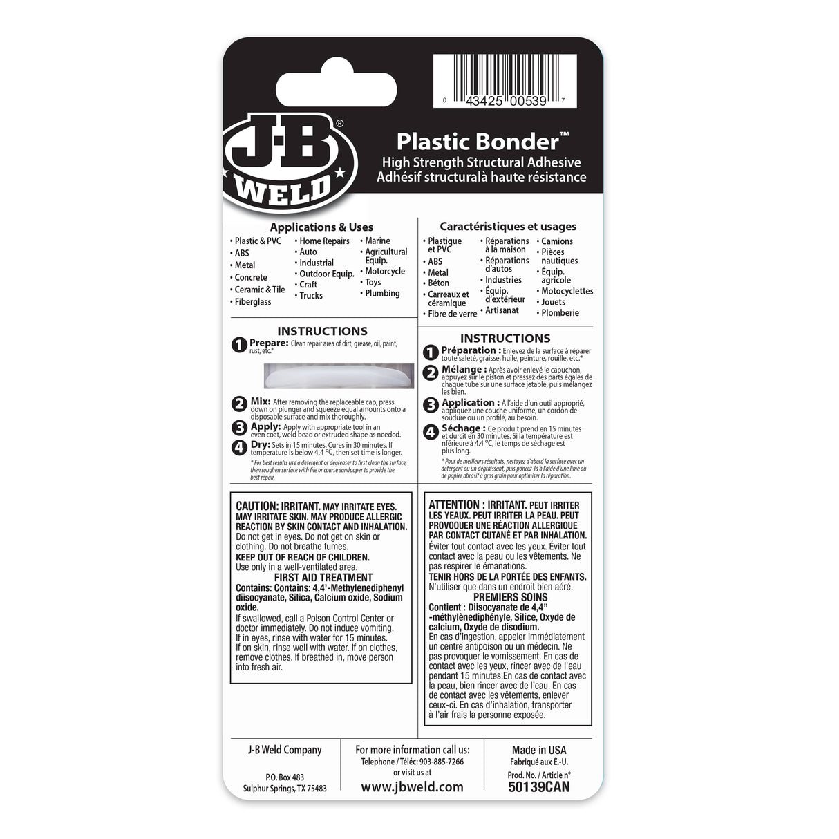 High Strength Plastic Bonder Adhesive Syringe - Black, 25 ml